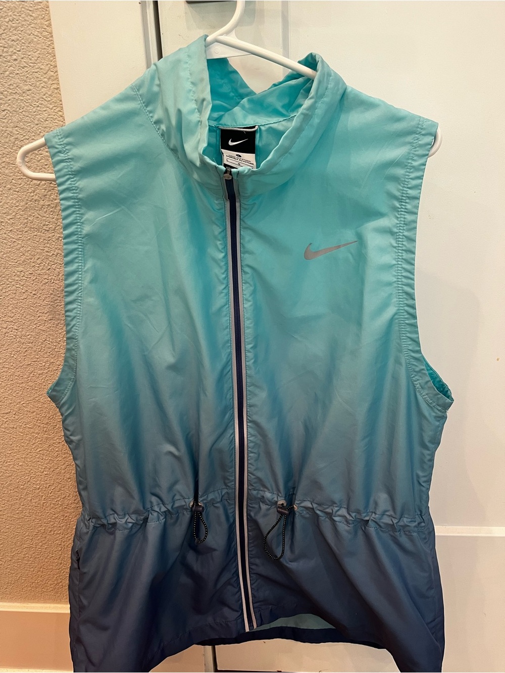 Nike Dri-Fit Gradient ombré Blue Running sleeveless jacket vest zip Large